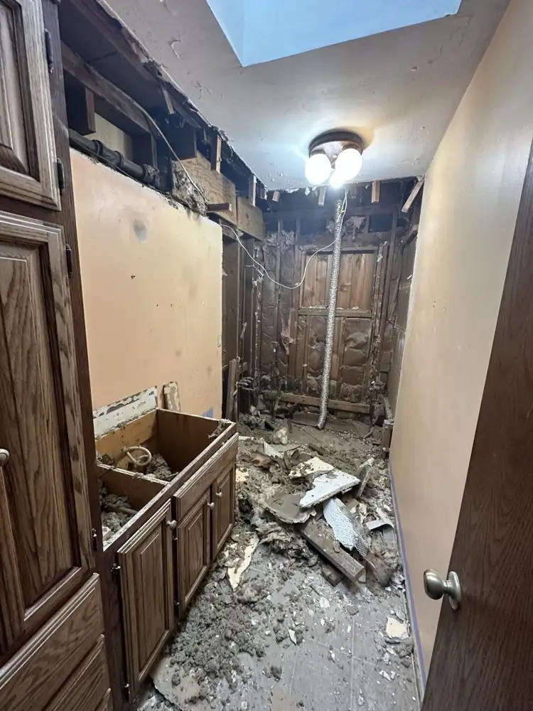 Hall bathroom gutted to the studs during remodel, Northeast Ohio